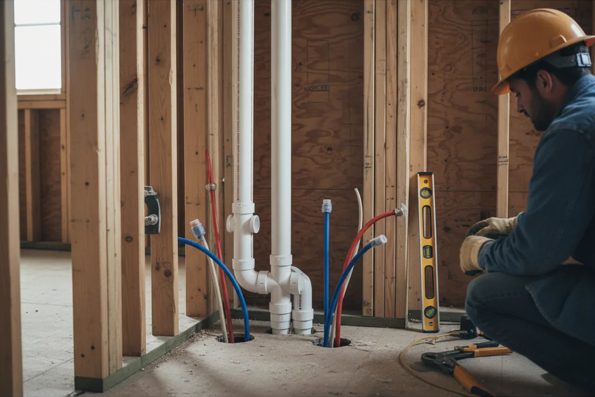 Drain and supply rough-in during Drain Cleaning in Greenport