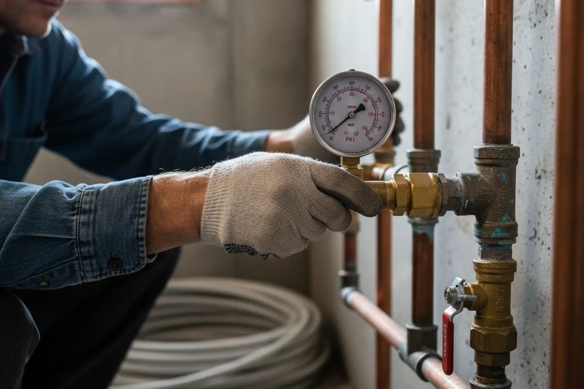 Pressure testing a repaired line during Water Line Repair in Greenport